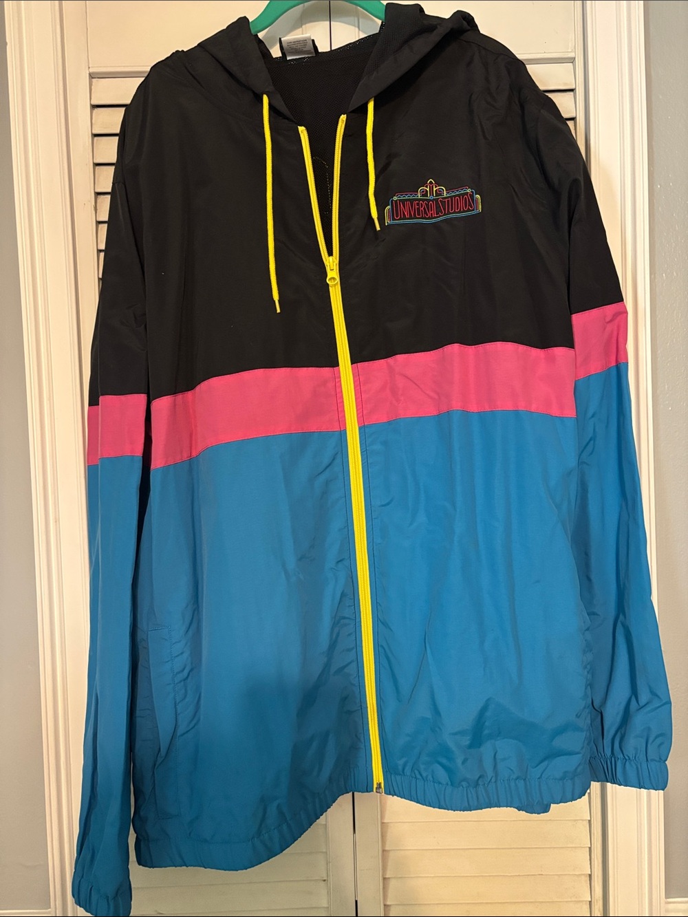 Universal Studios Neon Colorblock Hooded Windbreaker